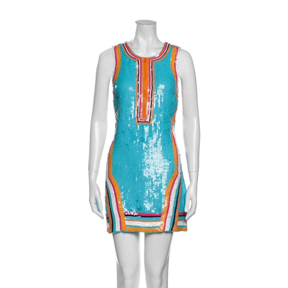 Calypso St. Barth Aqua Sequin Shift Dress NWT